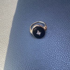 Diamond and Onyx Mid Century Ring in 10k yellow gold with white gold accents